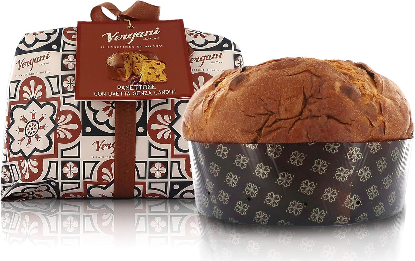 Panettone senza canditi e con uvetta, Antica Ricetta, incartato a mano - 1kg