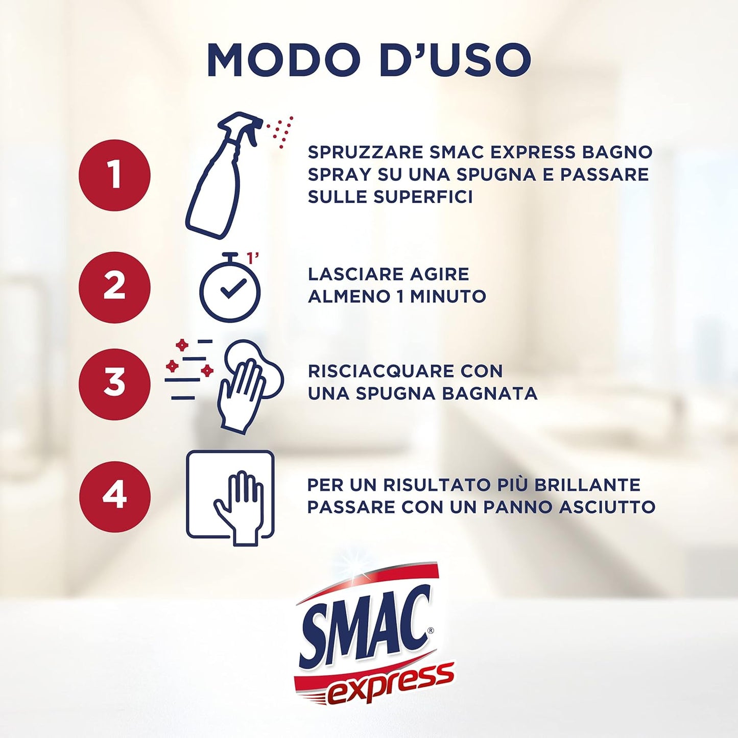 Smac Express - Bagno Igienizzante, Detergente Spray Multisuperficie con Azione Anticalcare, 650 ml