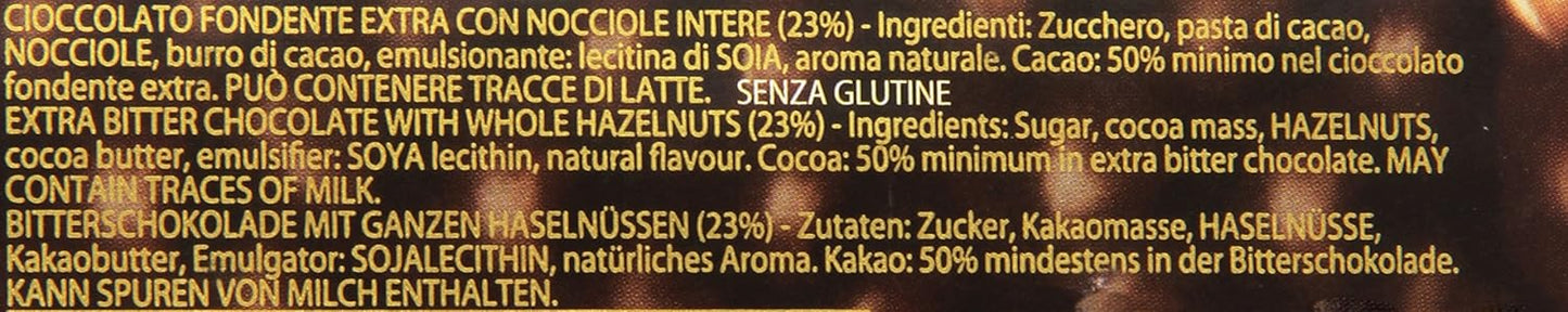 Novi - Nocciolato Fondente, Cioccolato Fondente con Nocciole Intere - 4 tavolette da 130 g [520 g]