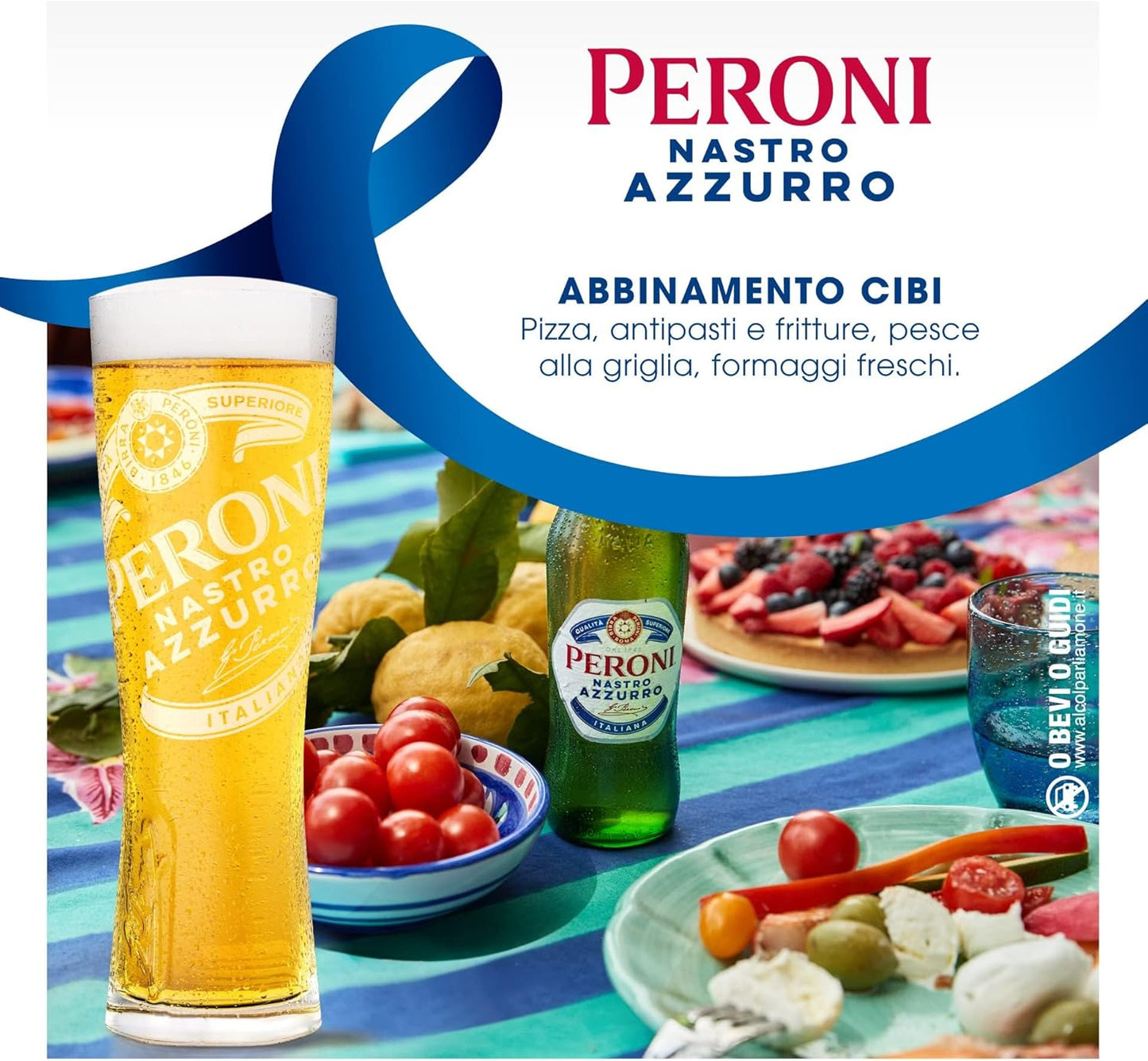 Peroni Nastro Azzurro, Pack con 3 Birre in Bottiglia da 33cl, Birra Premium Lager a Bassa Fermentazione, Gusto Secco e Rinfrescante, Gradazione Alcolica 5% Vol