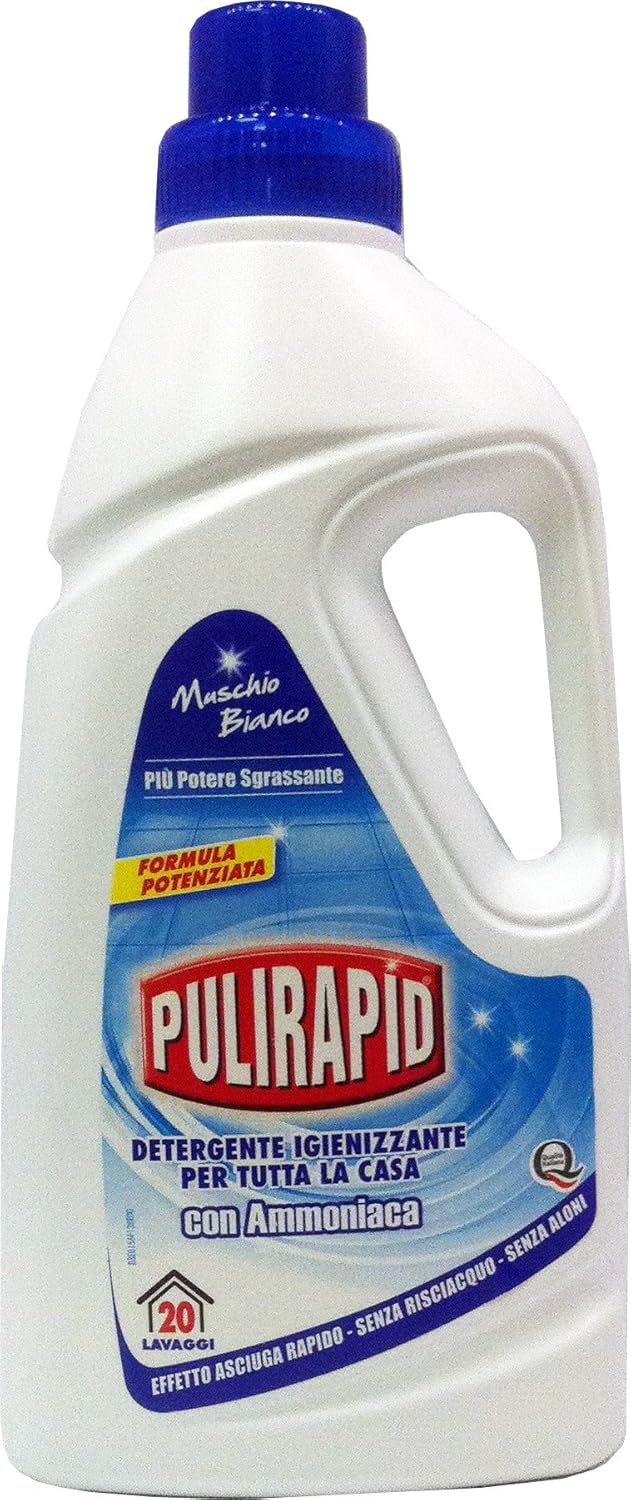 12 x PULIRAPID Deterg.C/Ammoniaca Muschio Bianco 20 Lavag.1000 Ml