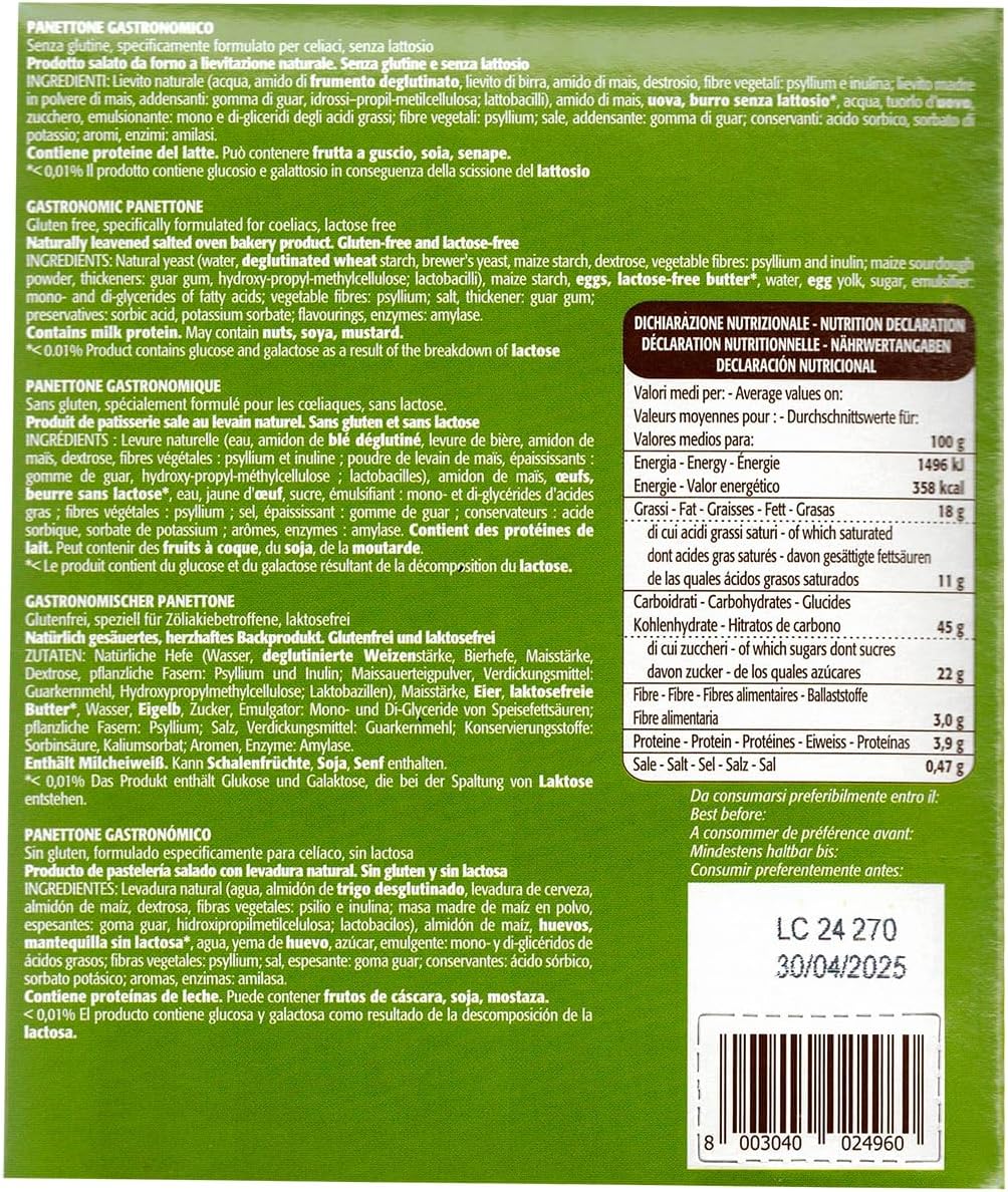 Giampaoli Panettone Gastronomico Senza Glutine e Senza Lattosio 400g