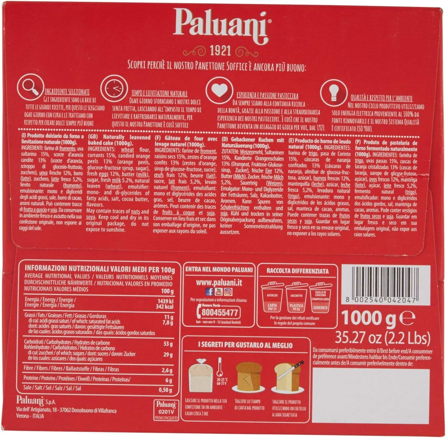 Paluani Panettone Classico - 1000 gr