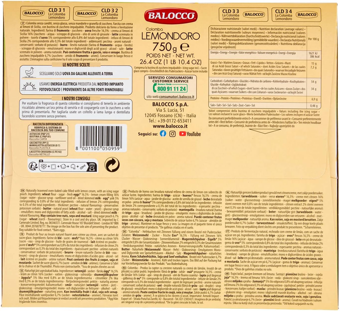 Balocco Colomba Lemondoro, 750g