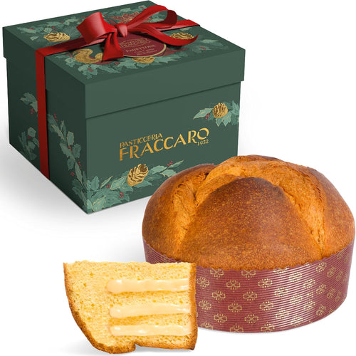 Panettone Artigianale alle Bollicine, 750 gr - Pasticceria Fraccaro 1932, Panettone Farcito con Crema Pasticcera arricchita di Prosecco DOCG - Gift Box