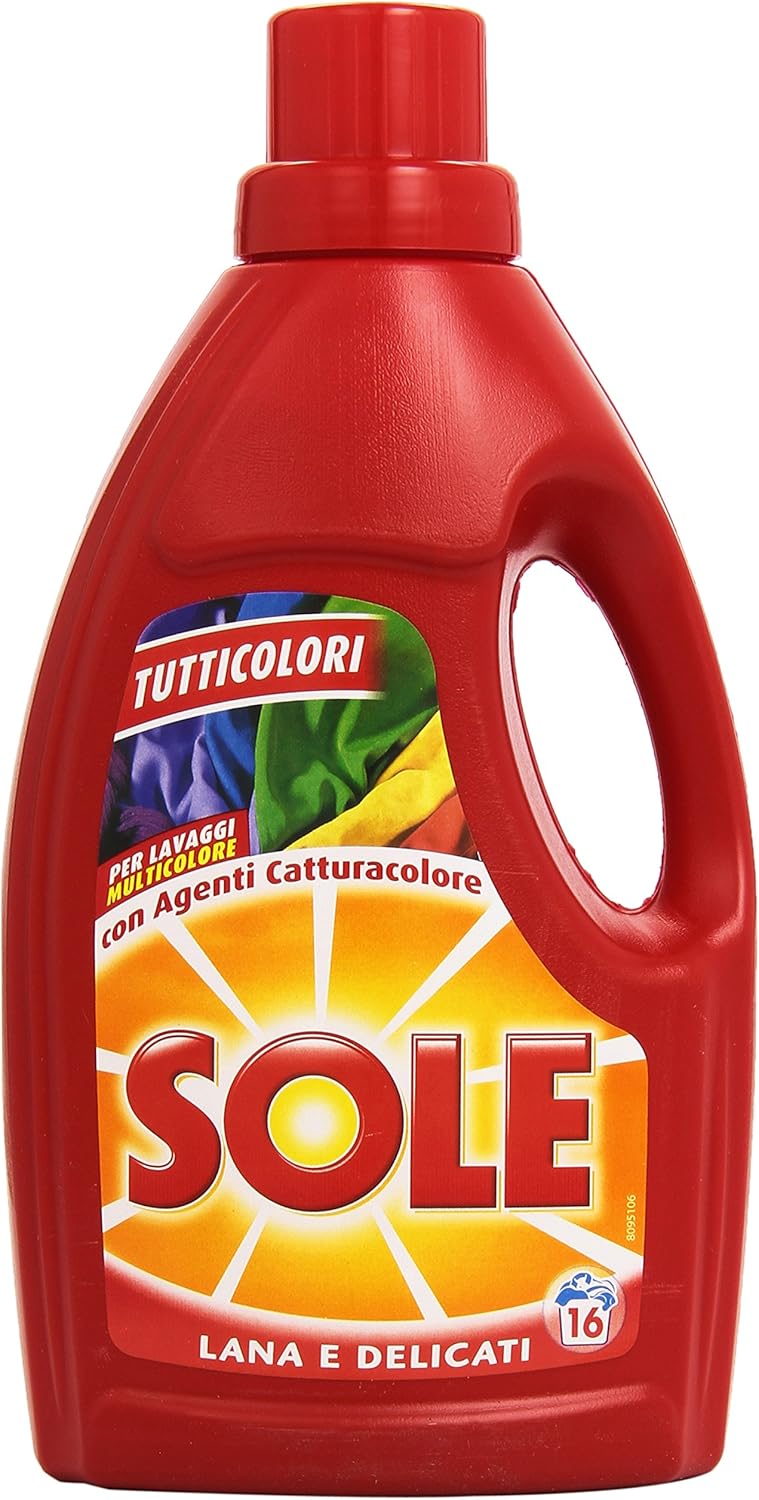 Sole Tutticolori Detersivo Lavatrice Liquido, Lana e Delicati, 16 Lavaggi