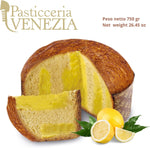 Pasticceria Venezia Panettone Artigianale al Limoncello da 750gr, Impasto con Lievito Madre e Deliziosa Crema di Limoncello, Senza Canditi e Uvetta (Astuccio)