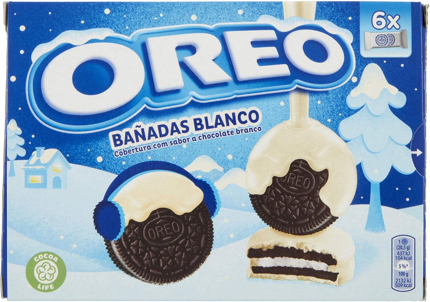 Oreo Banadas - Biscotti al cacao magro ripieni di crema alla vaniglia ricoperti di cioccolato bianco 246g