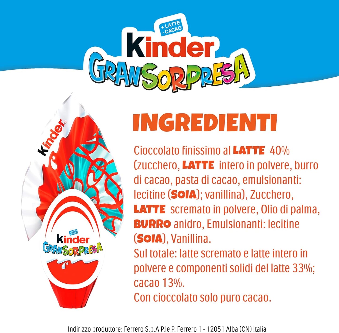 Kinder GranSorpresa Maxi Disney Frozen, Uovo di Pasqua Kinder 2026 di Finissimo Cioccolato al Latte con Sorpresa Disney Frozen, 220 g
