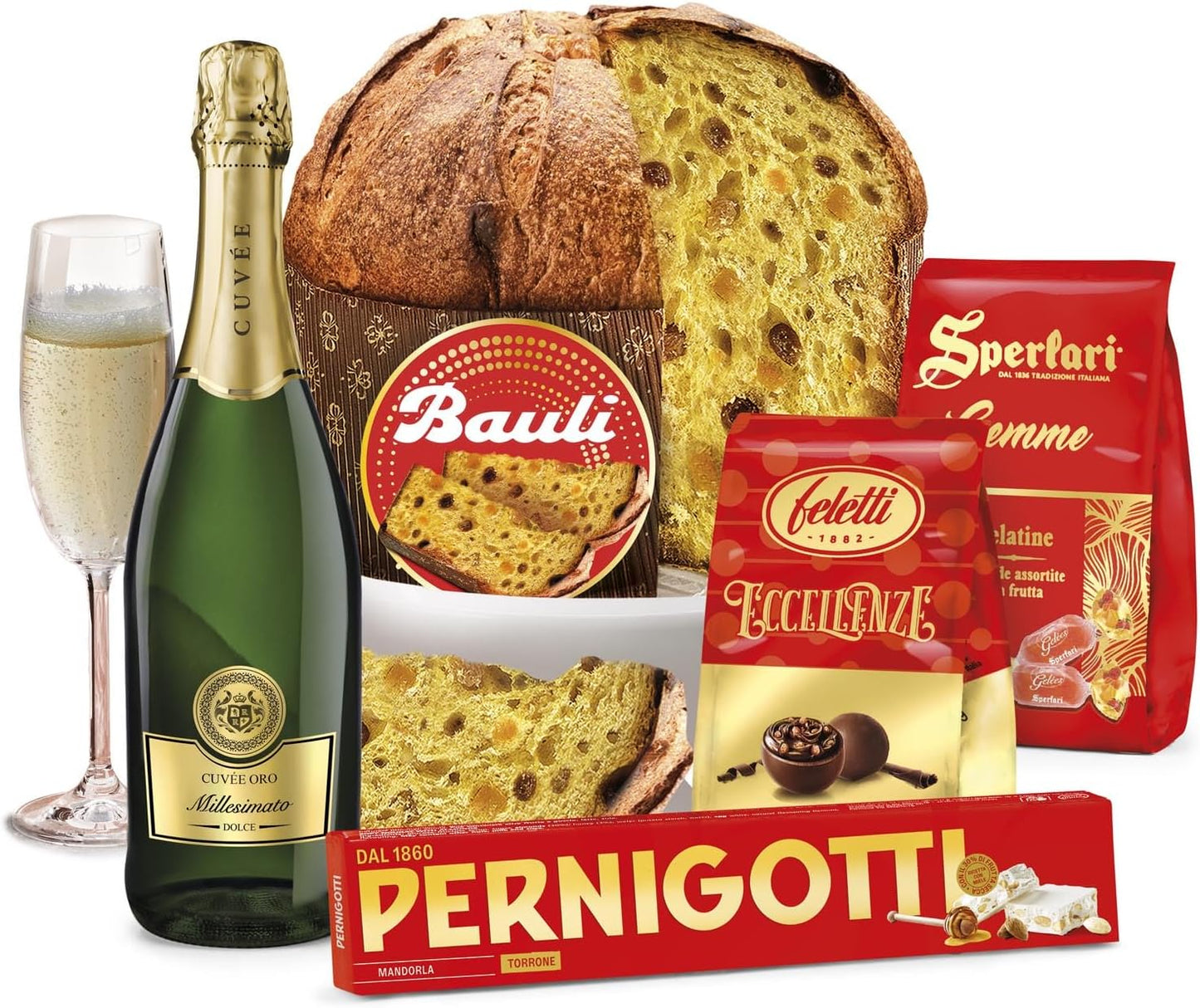 Cesto Natalizio Regalidea “Tanti Auguri” con Specialità Gastronomiche tipiche di alta qualità - Confezione Regalo di Natale Gourmet da 5 Pezzi