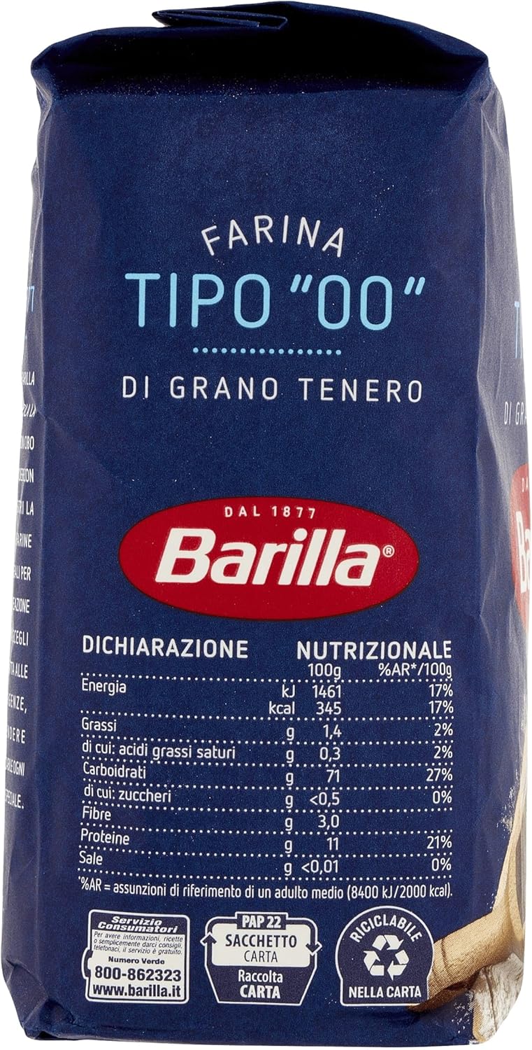 Barilla Farina di Grano Tenero Generica, Farina di Tipo 00 con Grano 100% Italiano, Ideale Per Preparazioni Dolci e Salate, 1 kg