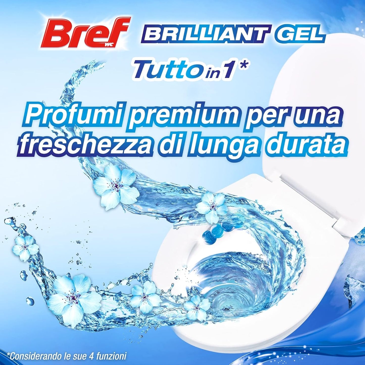 Bref WC Forza Artica, Nuovo Brilliant Gel, Detergente WC in gel, Pulizia e Freschezza per il tuo WC, Formato singolo