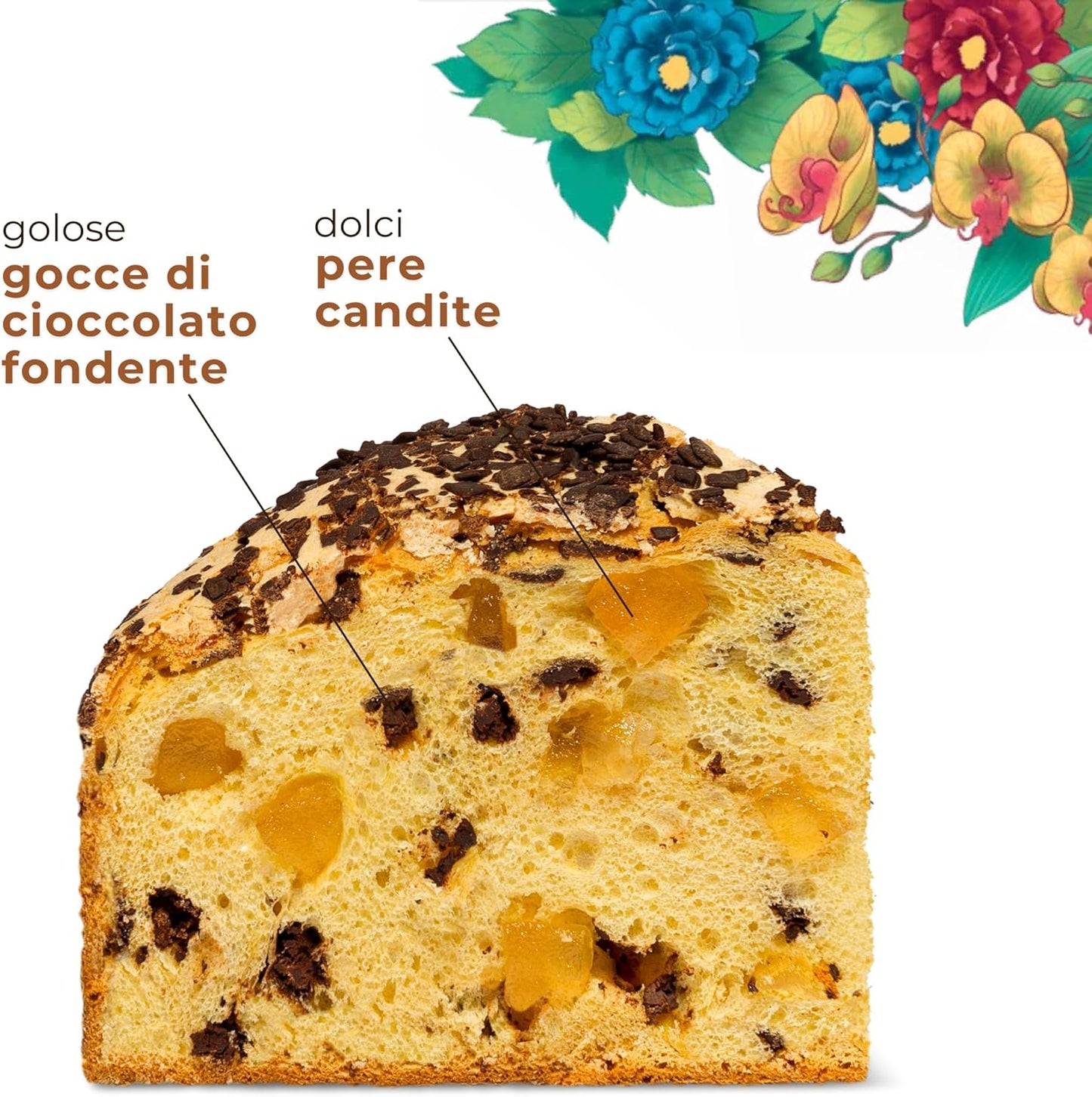 Colomba Pasquale Artigianale con Pere e Cioccolato, 750gr - Pasticceria Fraccaro 1932, Dolce Pasquale con Impasto Morbido e Fragrante, Pere Candite e Gocce di Cioccolato - Linea Bauletto
