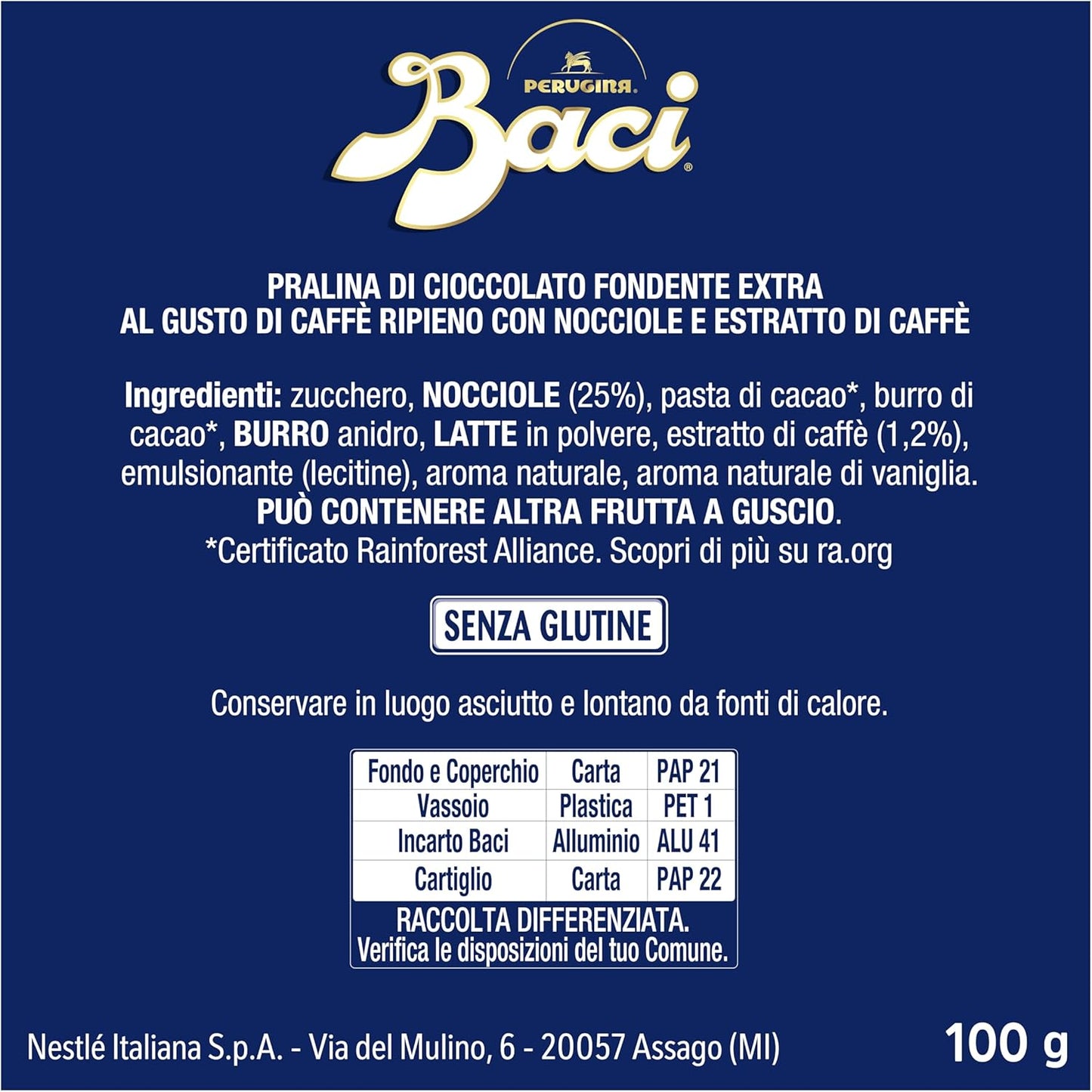 Baci Perugina Caffè Cioccolatini Fondenti Ripieni, Gusto Di Caffè, 100g