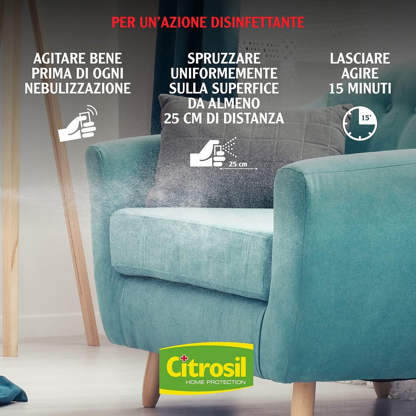 Citrosil Home Protection - Spray Disinfettante con Vere Essenze di Agrumi, Superfici Multiuso, Elimina Fino al 99,9% dei Batteri, 300 ml