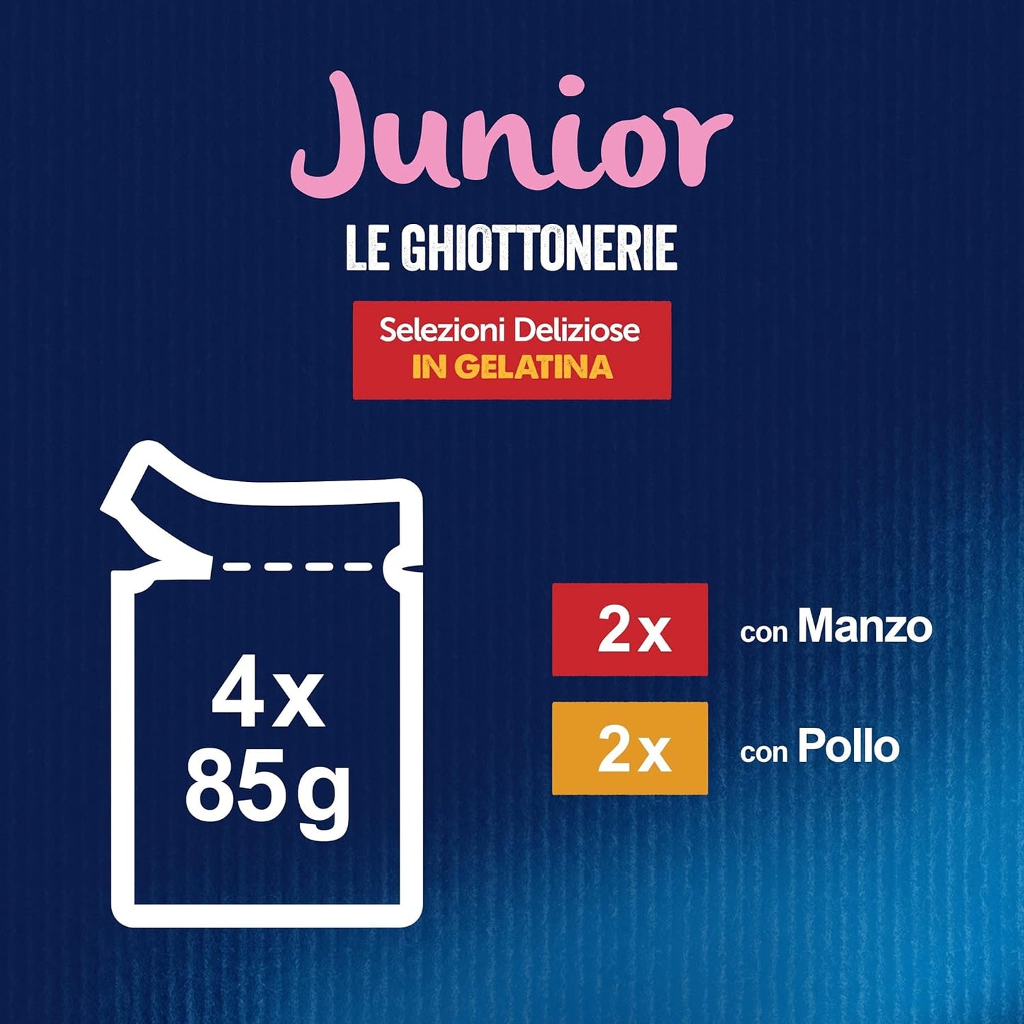 Purina Felix Le Ghiottonerie Cibo Umido per Gatti Junior con Manzo e Pollo, 24 buste da 85g