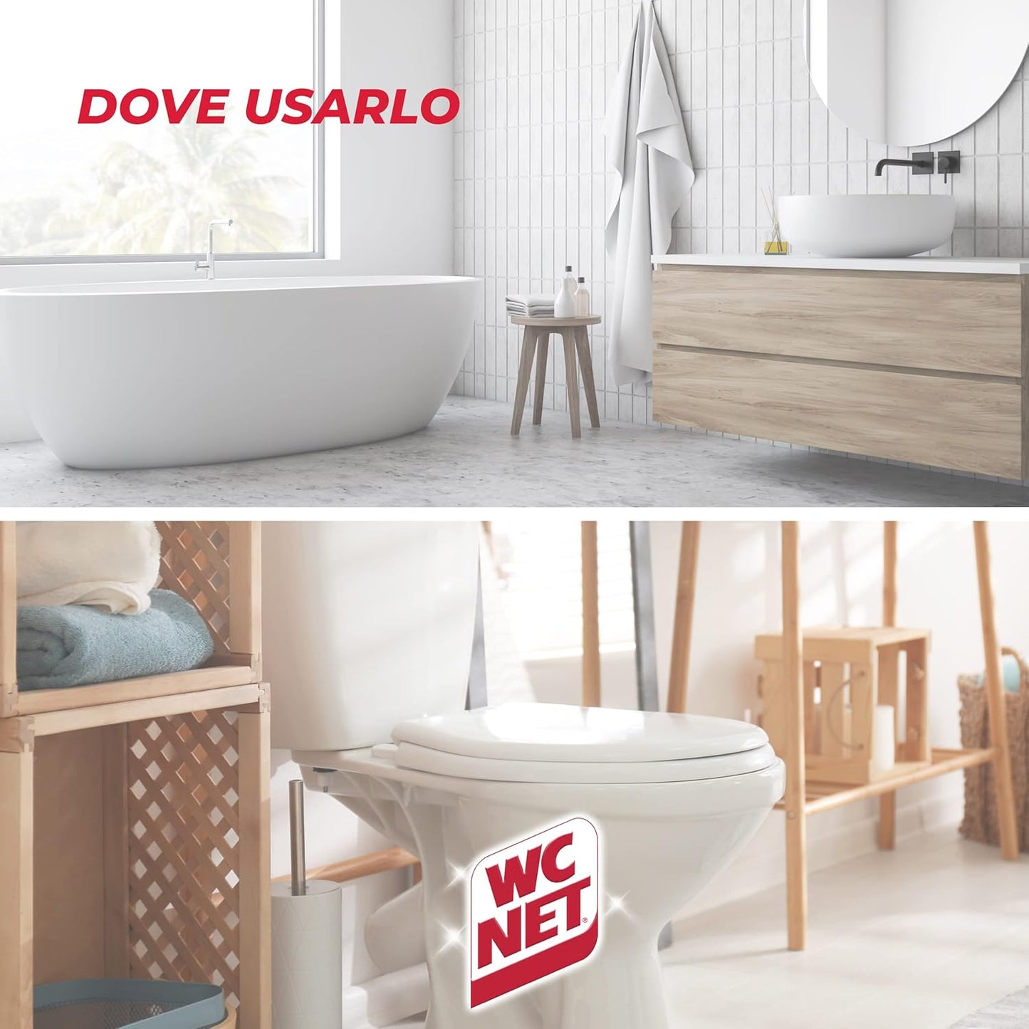 Wc Net - Bagno e Wc con Candeggina, Detergente Spray per Sanitari e Superfici, Azione Igienizzante e Sbiancante, 600 ml