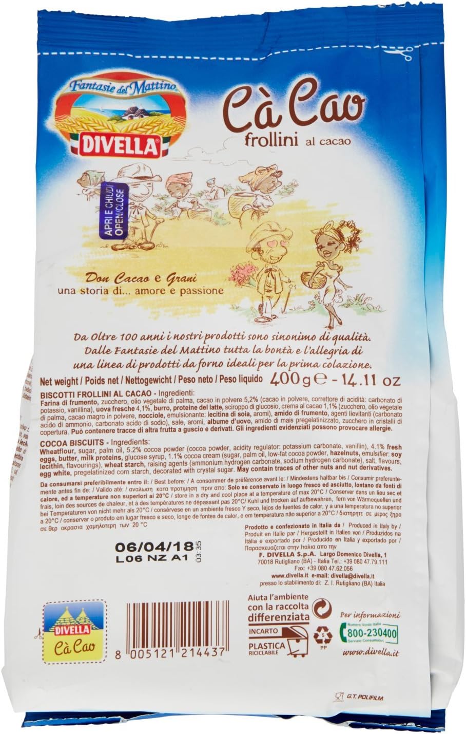 Divella Cà Cao Frollini al Cacao, 400g