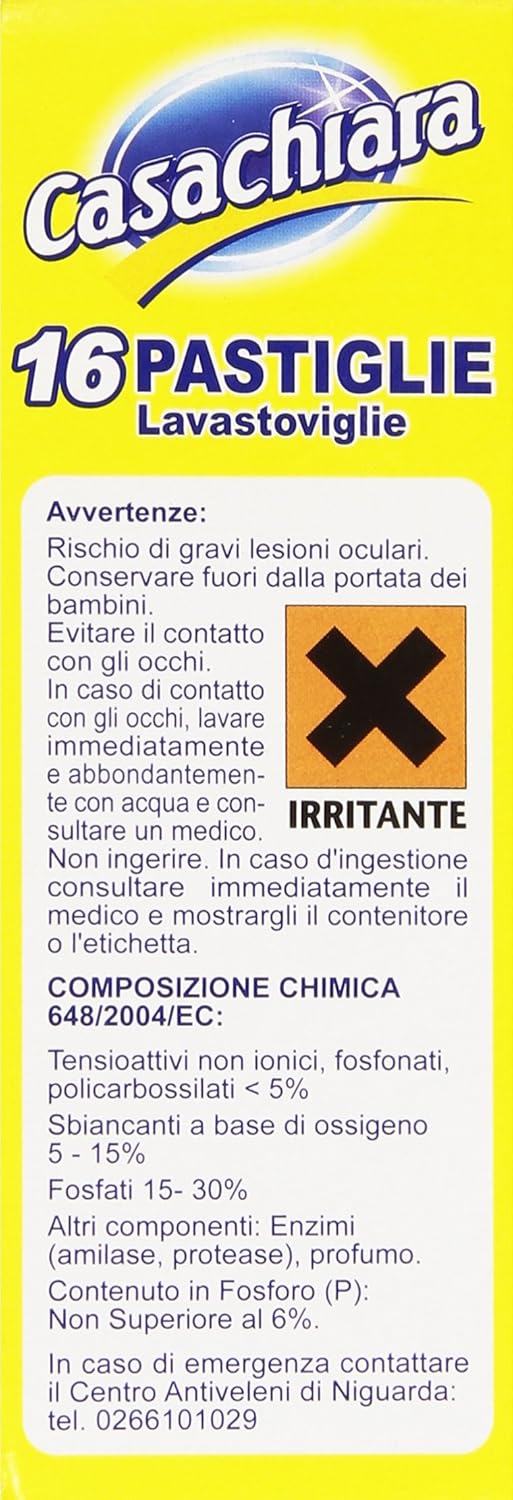 Casachiara - Pastiglie per lavastoviglie 5 in 1 - 16 confezioni da 16 pezzi [256 pezzi]