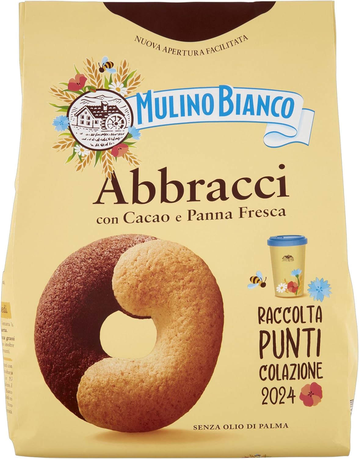 Mulino Bianco Biscotti Frollini Abbracci con Cacao e Panna Fresca, Senza Olio di Palma, Colazione Ricca di Gusto, 700 g