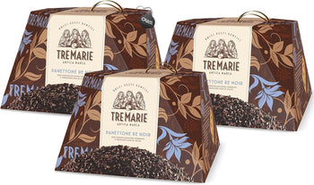 3X Tre Marie Re Noir Panettone con Cioccolato Extra Fondente e Granella di Fave di Cacao 900g (2024)