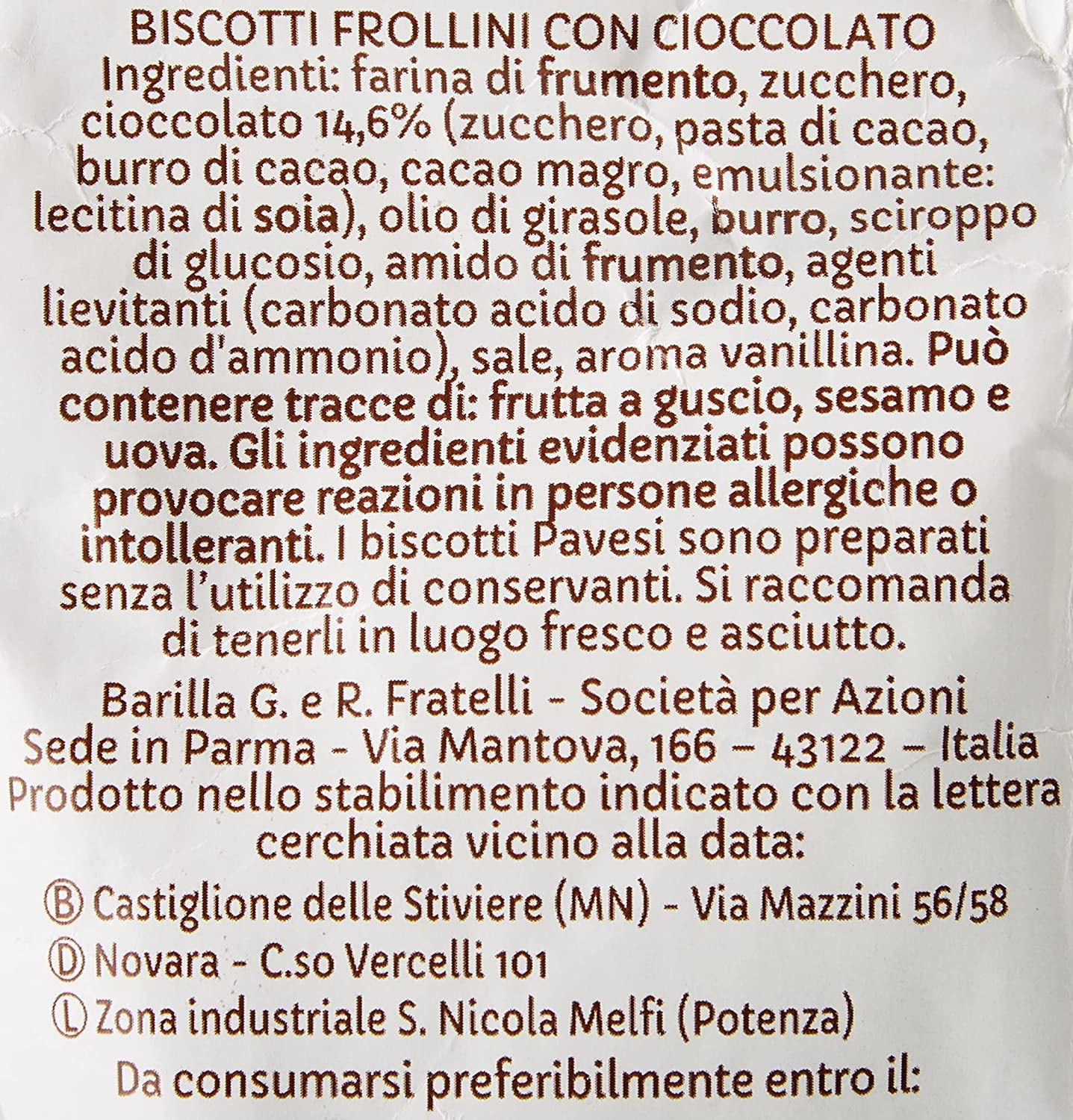 Pavesi Gocciole - Biscotti Italiani con Gocce di Cioccolato - 12 Confezioni da 500 g