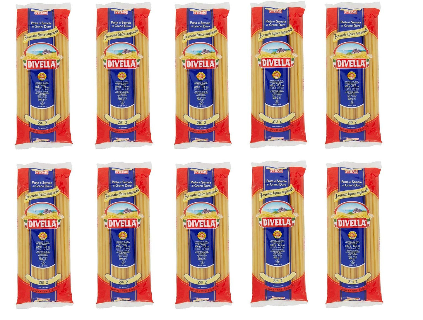 10 Pasta Divella 100% Italiana Ziti N° 2 Cottura 8 Minuti 500g