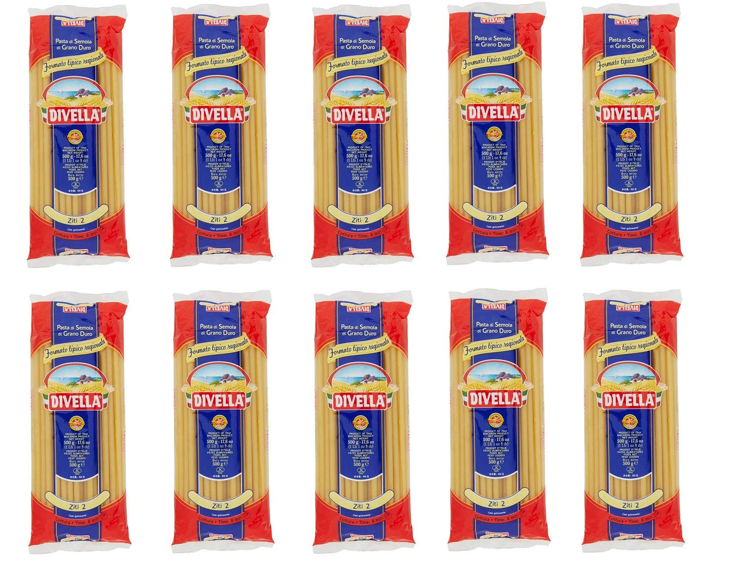 10 Pasta Divella 100% Italiana Ziti N° 2 Cottura 8 Minuti 500g