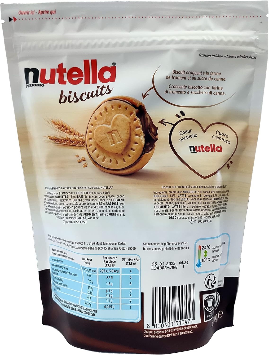 4 NUTELLA BISCUITS DA 304 GR - UN CUORE GRANDE IL BISCOTTO COL CUORE DI NUTELLA