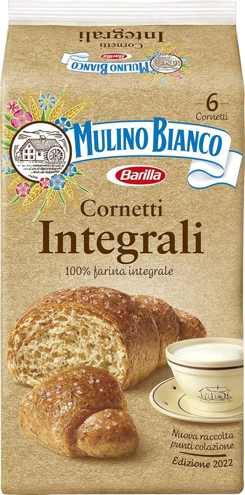 Mulino Bianco Cornetti Integrali per la Colazione e Snack Dolce per la Merenda - 6 Cornetti