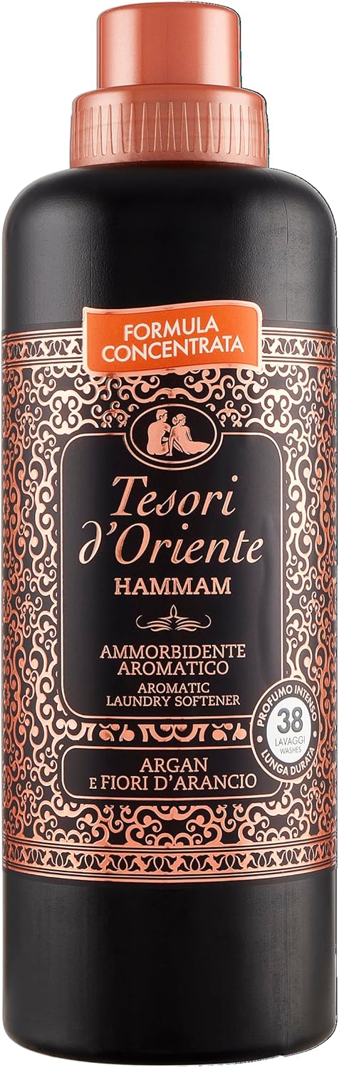 Tesori d'Oriente - Ammorbidente Lavatrice Concentrato Hammam, dalle Note di Gelsomino e Fiori d'Arancio, Fino a 38 Lavaggi, con Preziose Microcapsule Per Capi Morbidi e Profumati, 760 ml