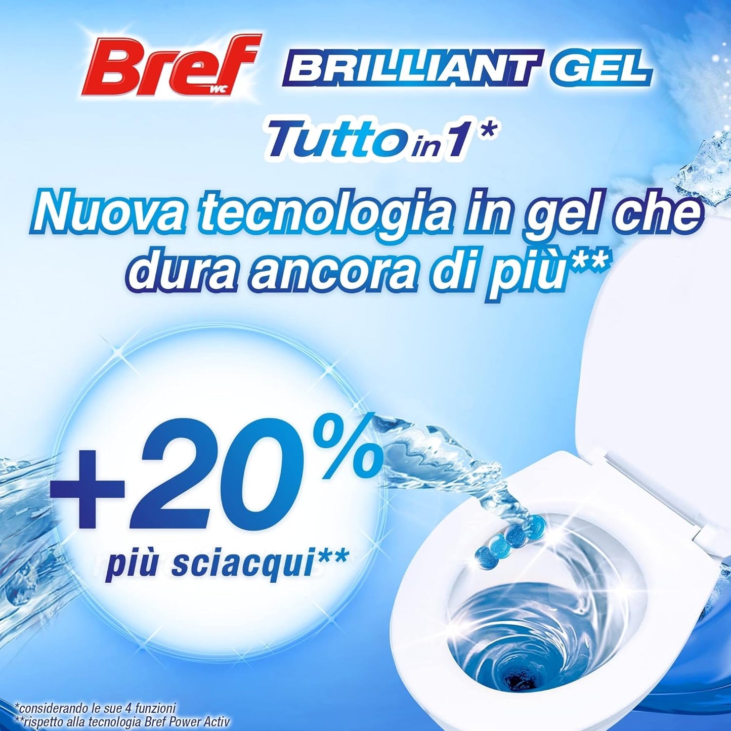 Bref WC Forza Artica, Nuovo Brilliant Gel, Detergente WC in gel, Pulizia e Freschezza per il tuo WC, Formato singolo