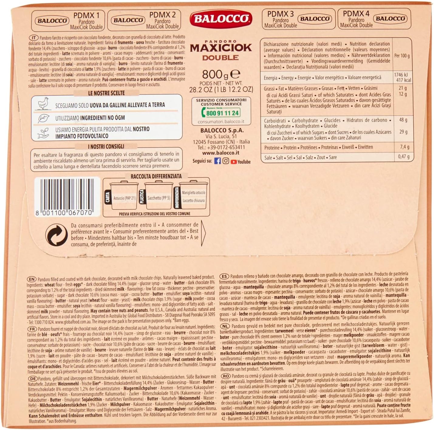 Balocco Pandoro Maxiciok Double - 800 g