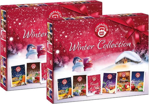 Pompadour Winter Collection Box (2 conf.da 30 filtri), 1001 Notte, Caldo Abbraccio, Fiocchi di Neve, Cielo di Stelle, Magia d'Inverno, Garofano Cannella, Senza Lattosio e Glutine, 330g