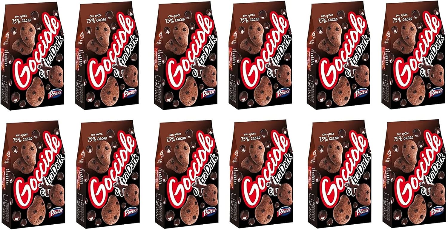 12x Biscotti Pavesi Gocciole con Cioccolato Extra Fondente 400g