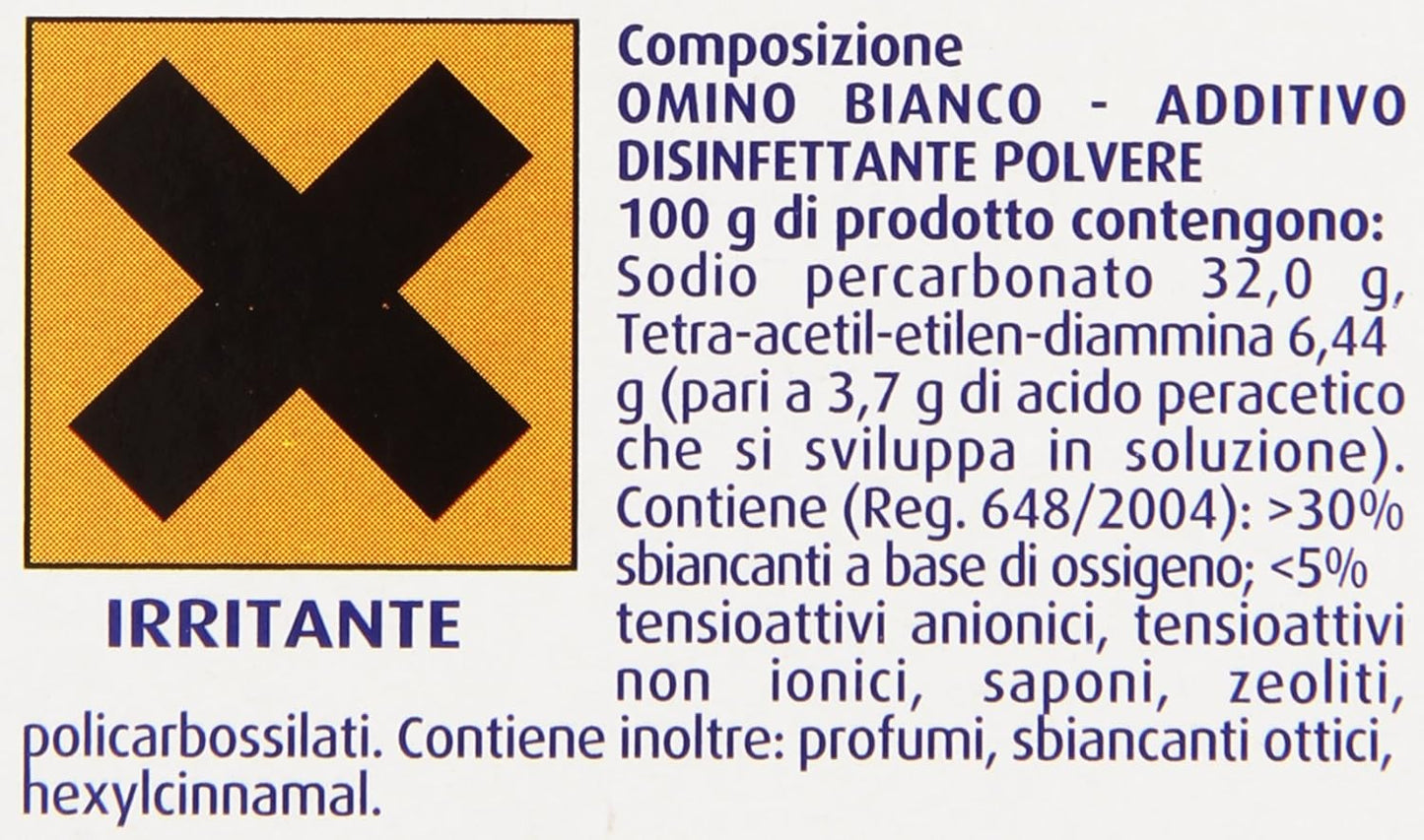 Omino Bianco - Additivo Disinfettante, Polvere Battericida e Virucida per bucato - 3 pezzi da 450 g [1350 g]