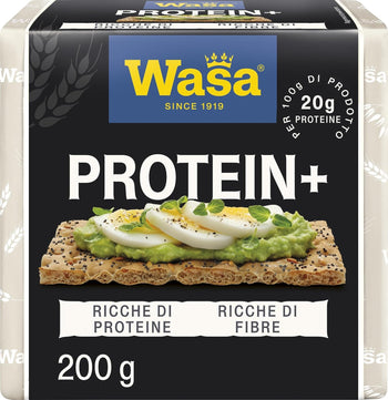 Wasa Protein+, Fette Croccanti, Ricche di Proteine 20g per 100g, con Semi di Lino, Semi di Papavero e Sale Marino, 200g