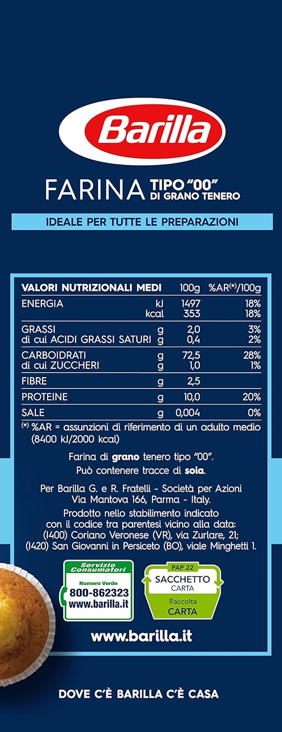 Barilla - Farina di Grano Tenero per tutte le preparazioni - 1 kg