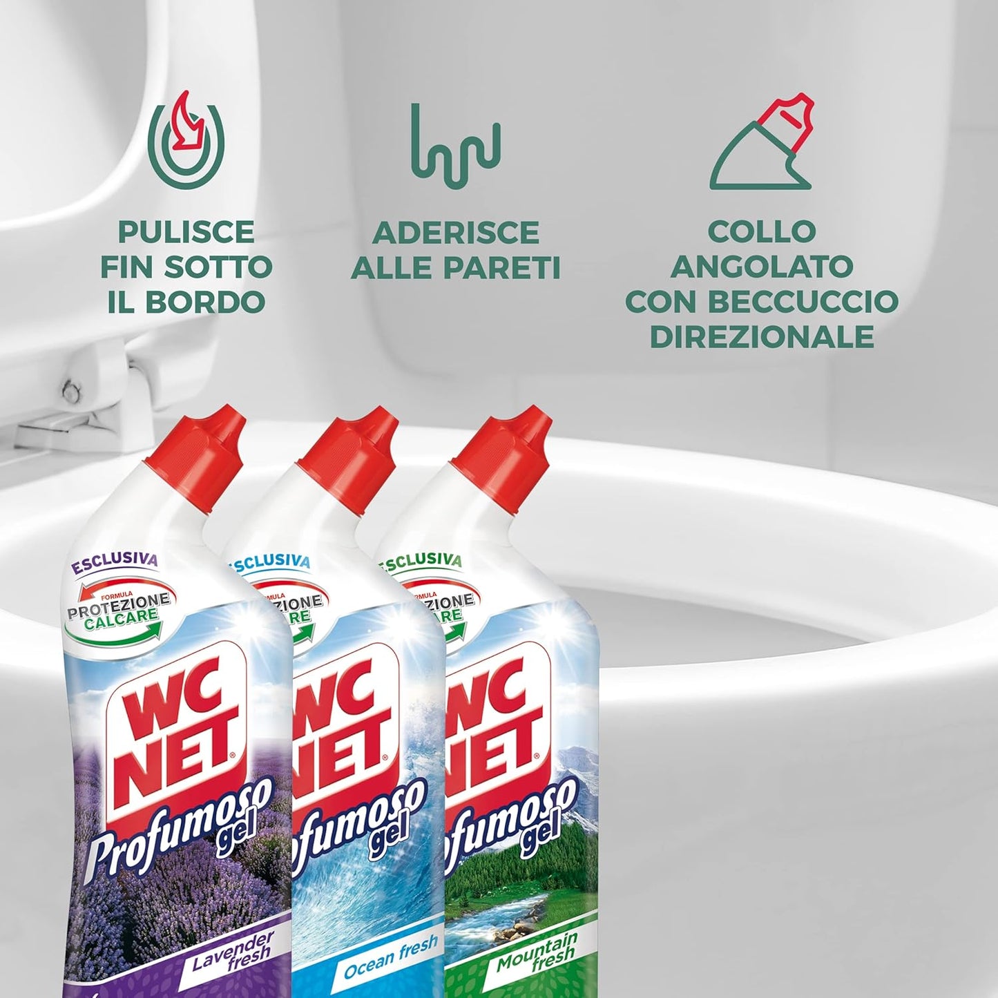 Wc Net - Profumoso Gel, Anticalcare E Igienizzante Per Wc, Essenze Assortite A Seconda Della Disponibilità, Bianco E Verde, 700 Millilitro