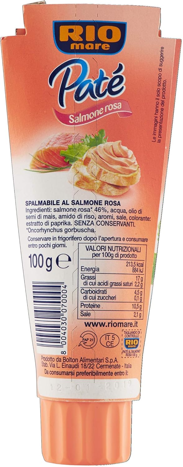 Rio Mare - Paté di Salmone Rosa, Cremoso e Spalmabile, 1 Tubetto da 100 g