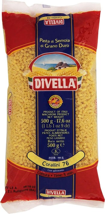 Divella - Corallini 76, Pasta di Semola di Grano Duro - 8 pezzi da 500 g [4 kg]