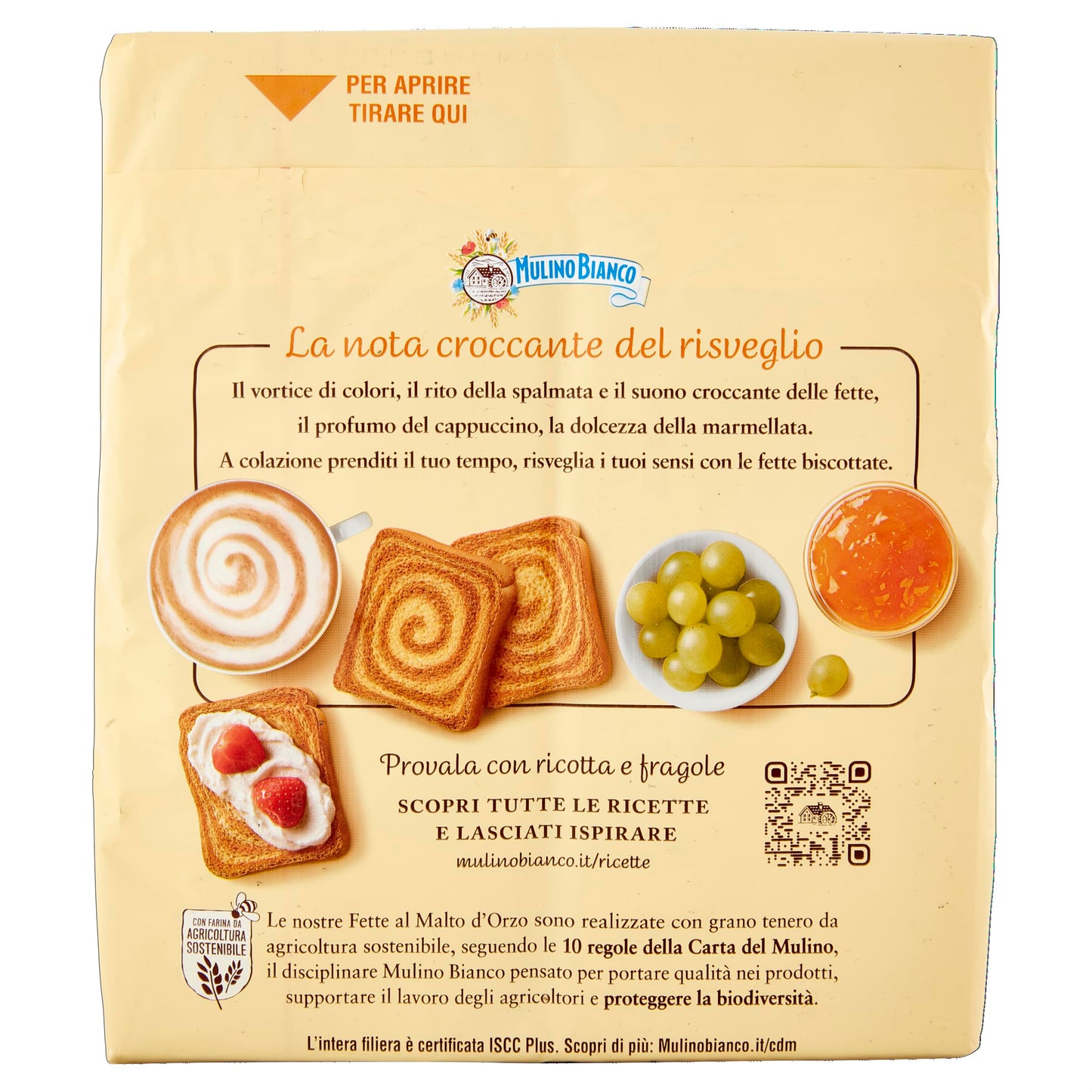 Mulino Bianco Fette Biscottate al Malto D'Orzo, Senza Olio di Palma - 315 g (Confezione da 6)