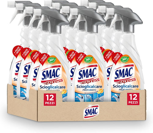 Smac Express - Scioglicalcare Igienizzante Spray Profumato, Detergente Anticalcare Bagno con Barriera Protettiva, con Essenze di Agrumi, 650 ml x 12 Pezzi