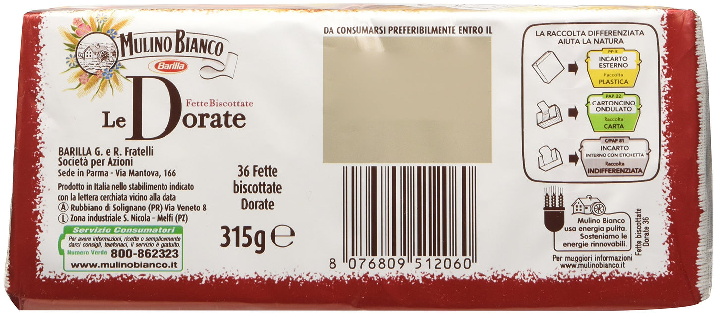 Mulino Bianco - Fette biscottate "Le dorate" - 32 confezioni da 315g [10.08kg]