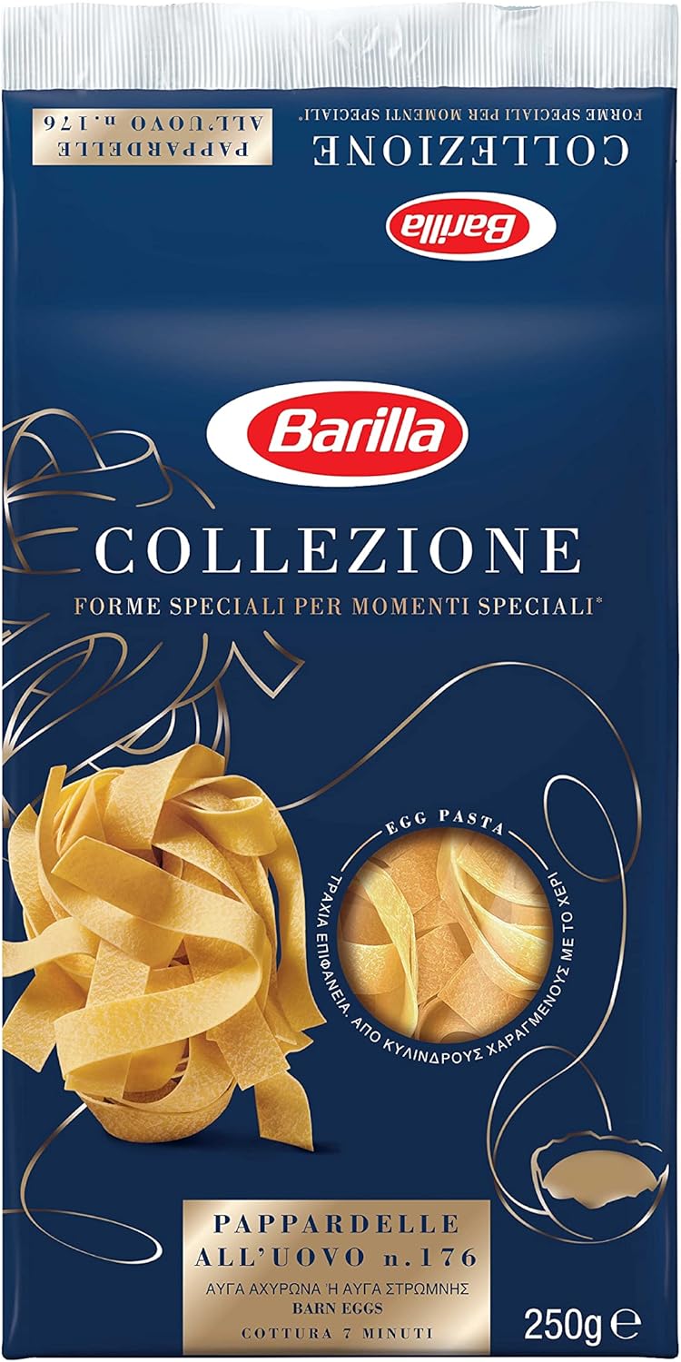 Barilla Pasta Le Emiliane Pappardelle all' Uovo, Pasta all' Uovo con 100% Uova Fresche Italiane, Sfoglia Ruvida e Corposa, Ideali con Ragù e Sughi Cremosi, 250 g