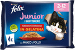 Purina Felix Le Ghiottonerie Cibo Umido per Gatti Junior con Manzo e Pollo, 24 buste da 85g