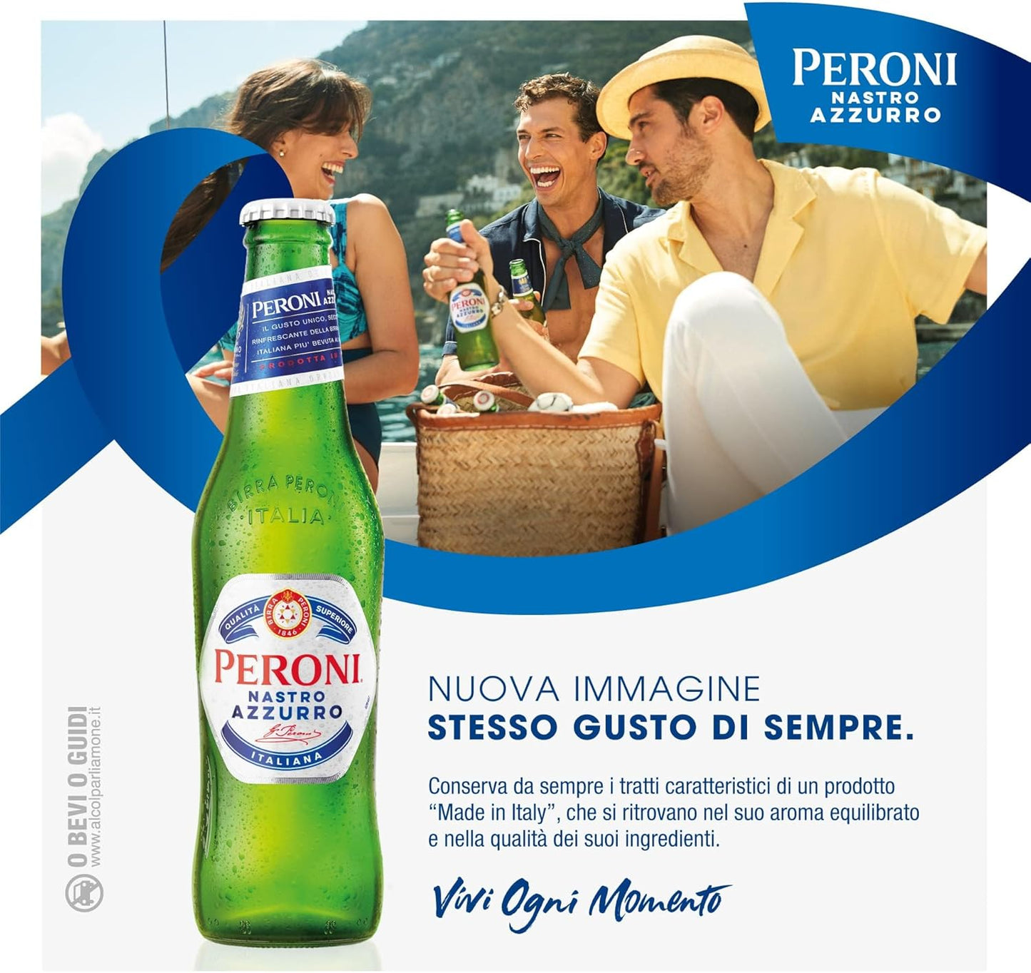 Peroni Nastro Azzurro, Pack con 3 Birre in Bottiglia da 33cl, Birra Premium Lager a Bassa Fermentazione, Gusto Secco e Rinfrescante, Gradazione Alcolica 5% Vol