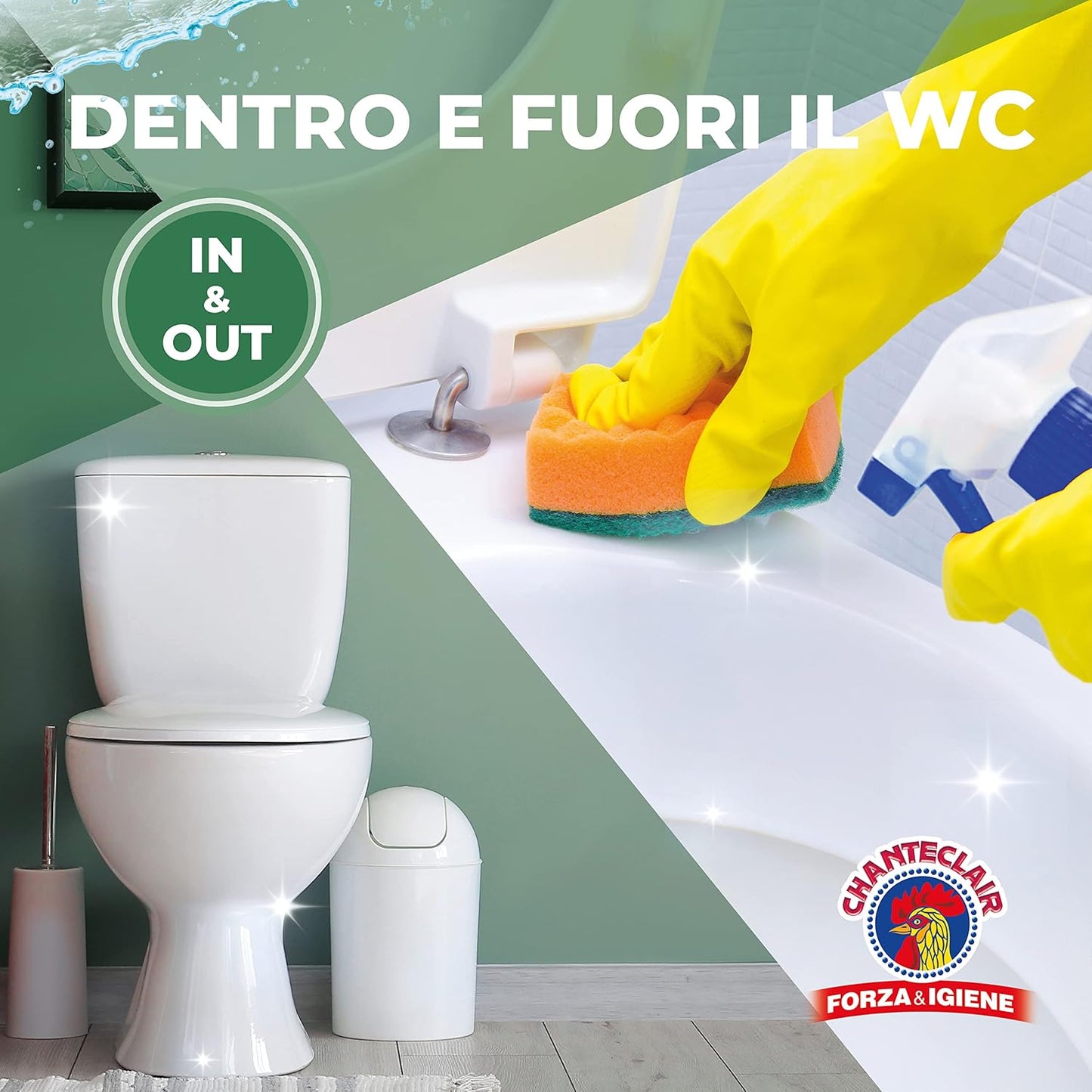 Chanteclair - WC Schiumattiva Disincrostante, Pulisce e Igienizza, Funziona anche Sottosopra, Forza&Igiene - 625 ml