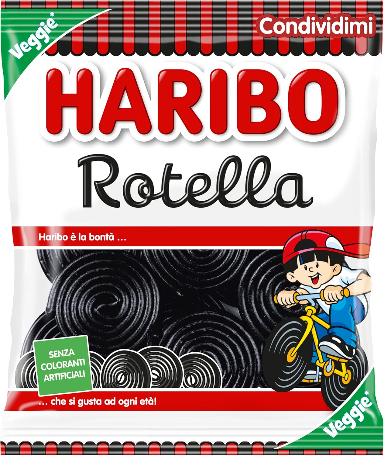 Haribo Rotella, Caramelle Gommose, Gusto Liquirizia, Ideali per Feste e Dolci Momenti di Relax - 175gr