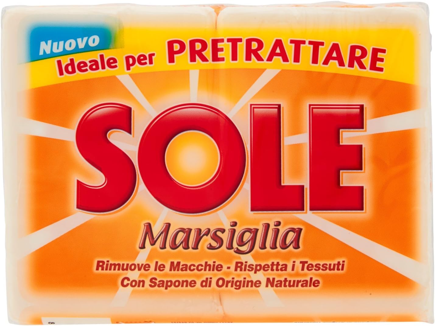 Sole Marsiglia, Ottimo per Pretrattare, Detergente per Bucato a Mano, 2 x 250g